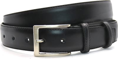 Heren Riem volnerf Leer zwart - 3.5 cm Breed - Broekriem - Nette Riem - Zwarte Pantalon Riem - Maat: 115 / Totale lengte riem 130 cm - Echt Leer