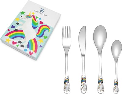 Zilverstad - Kinderbestek Unicorn Eenhoorn 4-delige set RVS 18/10