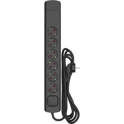 Sencys Stekkerdoos 6-voudig Zwart 3 Meter