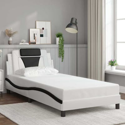 vidaXL - Bedframe - "Viana" - zonder - matras - kunstleer - zwart - en - wit - 100x200 - cm