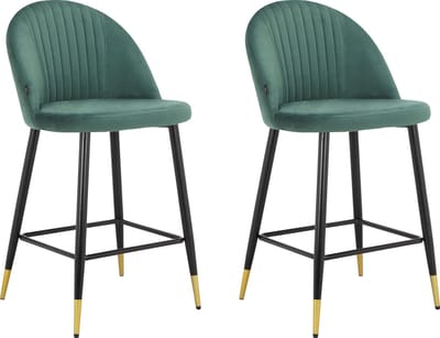 Marlis-Barkruk - Groen Fluweel - Set van 2