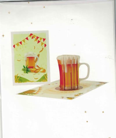 Pop up wenskaart - pop out wenskaart - felicitatie - pensioen - stoppen met werken - verjaardag - biertje - vaderdag - wenskaart