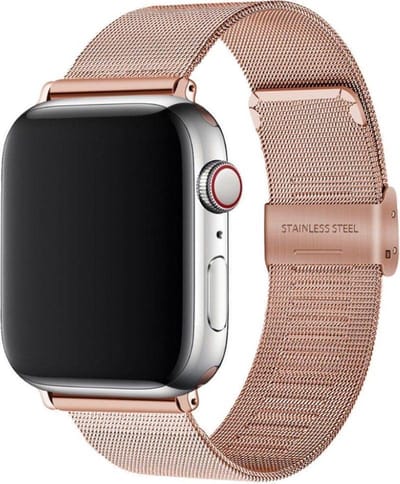 By Qubix - Geschikt voor Apple Watch bandje - Milanese Loop bandje - Champagne goud - Geschikt voor Apple Watch 38mm / 40mm / 41mm / 42mm - iWatch milanees - smartwatchbandje