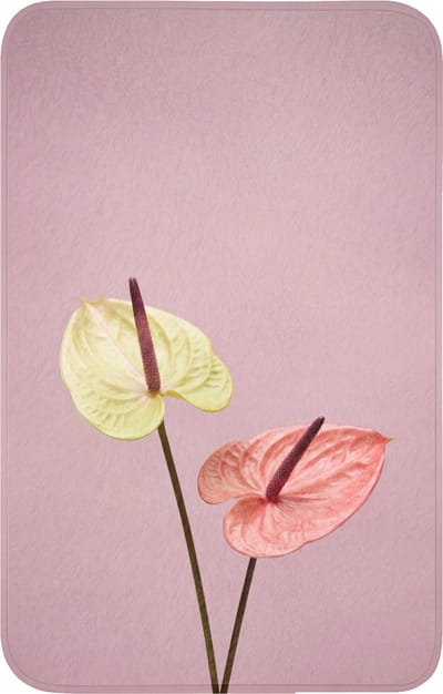 WC mat 50x80 cm - Antislip - Bloemen - Anthuriums - Geel - Roze - Toiletmat - Vloermat - Douchemat - Toilet tapijt - Toiletmatten