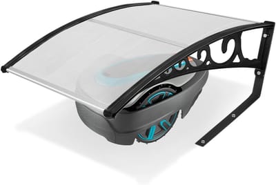 NAIZY Moerobot Tuin Garage Dak Polycarbonaat Carport Beschermhoezen Met Metaalvoet Rasenrobot Rasenmaaier Bescherming tegen Regen, Hagel en UV-straling 103 x 77 x 45,5 cm