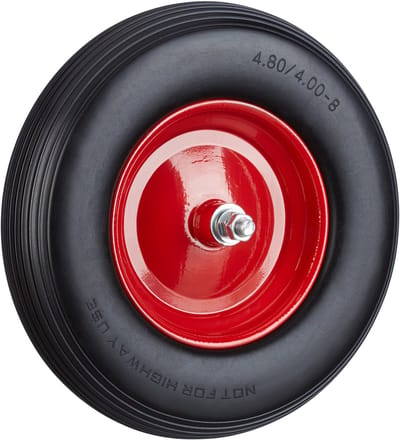 2x kruiwagenwiel rubber - bolderwagenwiel met as - antilekband stalen velg