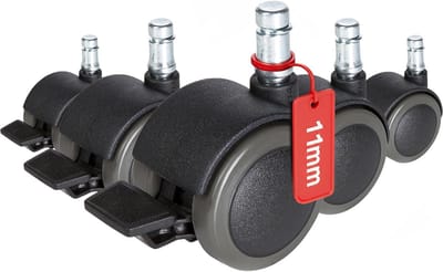 5x Zwenkwielen voor Bureaustoel met Rem - 11mm x 50mm voor Harde Vloeren