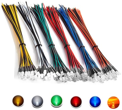 90 stuks 12 V voorbedrade transparante LED diodes assortiment, 3 mm ronde kop, set met 6 kleuren, ideaal voor verlichting, hobbyprojecten en decoratie
