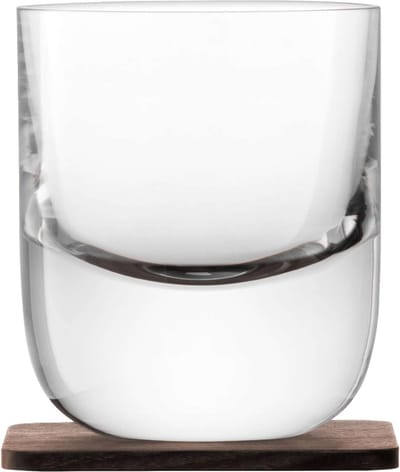 Whiskyglazen 2 - L.S.A. - Whisky Renfrew - met walnoten onderzetter - set van 2 - 70 ml