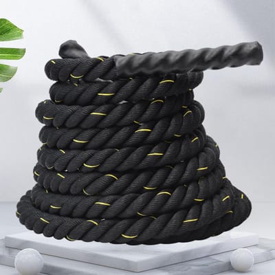 Battle Rope Trekbestendig Flexibel Heavy Duty Battle Oefening Trainings Touw voor Fitness black