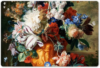 Placemats 45x30 cm - Placemat kunststof - 1 stuk - Kunst - Oude meesters - Boeket bloemen in een urn - Borden onderleggers - Decoratie voor op tafel - Keuken tafeldecoratie accessoires - Vinyl onderlegger - Tafelversiering