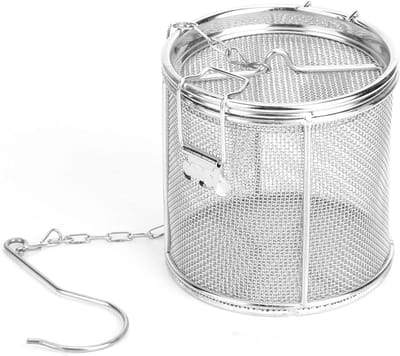 Spice Ball, Tea Ball Strainer, Soup Seasoning Bag, Extra Fine Mesh, Tea Ball, Soup Seasoning Separation Basket, Herb Filter with Extended Chain Hook for Brewing Tea and Spices Herbs (10 x 10 cm)