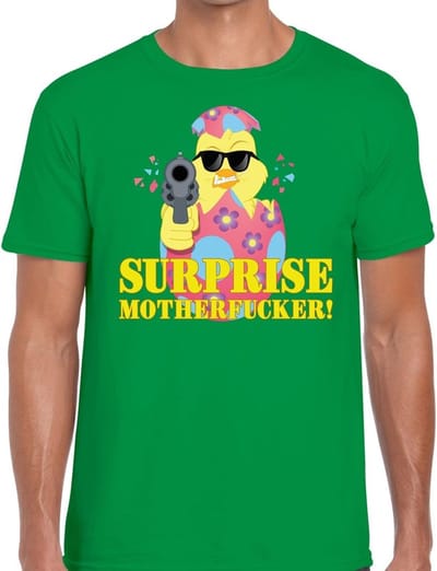 Fout Paas t-shirt groen surprise motherfucker voor heren - Pasen shirt S