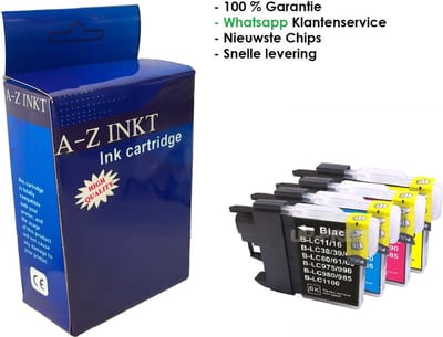 AtotZinkt huismerk cartridges voor LC 985 XL Multipack  Multipack van 4 inktcartridges voor Brother DCP J125, J140W, J315W, J515W, MFC J220, J265W, J410, J415W
