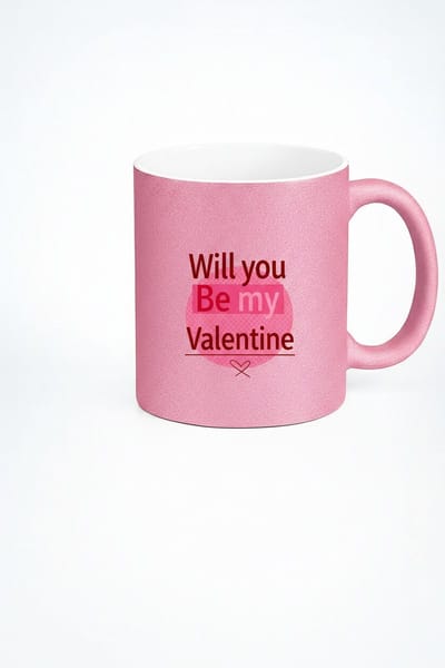 Will you Be my Valentine" Roze Mok - Valentijn Cadeau Liefde - Romantische Koffiemok 330ml