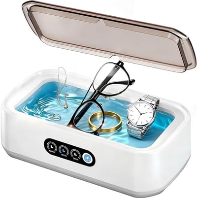 Ultrasoon Reiniger - brillenreiniger - Sieraden Reiniger - Kunstgebit Reiniger - Geschikt voor brillen, ringen, kettingen, sieraden, horloges en kunstgebitten - wit - 650 ml