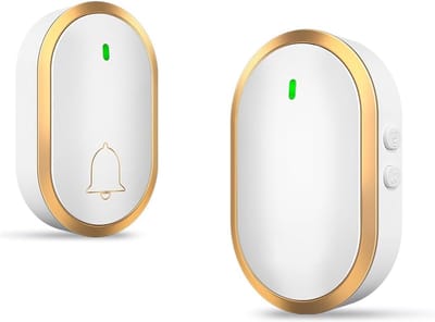 Draadloze deurbel-Bereik 300 meter-IP44 waterdicht-60 melodieën-LED-indicator-Deurbel voor thuis-Eenvoudig te installeren-Lange batterijduur-Wit+Goud