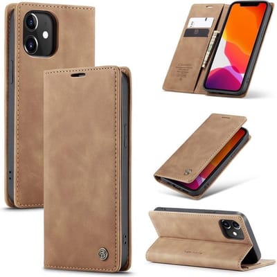 CaseMe Book Case - Geschikt voor iPhone 12 / 12 Pro Hoesje - Bruin