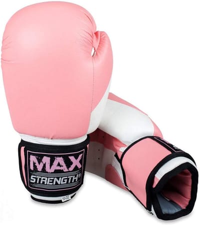 Bokshandschoenen - Trainingshandschoenen - Sporten - Schokabsorberende Vulling - 10oz - Roze/Wit