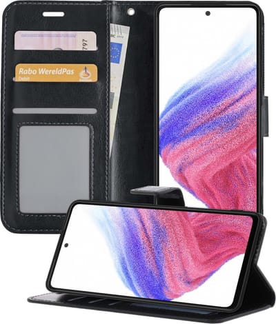 Hoesje - Geschikt voor Samsung Galaxy A53 - Luxe Bookcase - Walletcase Hoes - Portemonnee - Cover - Telefoonhoes - Zwart