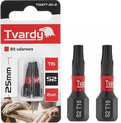 Tvardy Impact bit T15 - S2 staal - 25mm - magnetische tip - set van 2