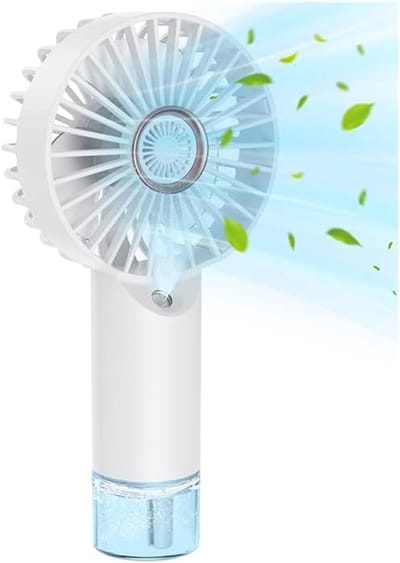 KZQ Draagbare Oplaadbare Vernevelingsventilator Met Koeling, 3 Snelheden, Voor Reis, Strand En Kantoor, Wit