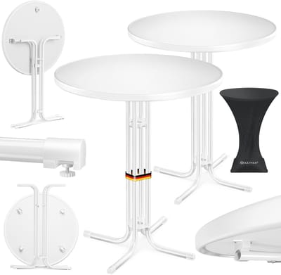 KESSER® Bartafel - klapbare Statafel rond Bistrotafel - Weerbestendige klapbare tuintafel - feesttafel - Hittebestendig - Stabiel en veilig - Ø 80 cm Set van 2, Wit