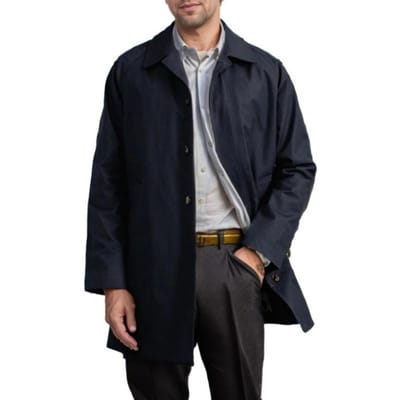 Trench-coat coupe-vent à revers et manches longues pour homme, simple boutonnage, avec poches, couleur unie, coupe-vent, mi-long M bleu marine