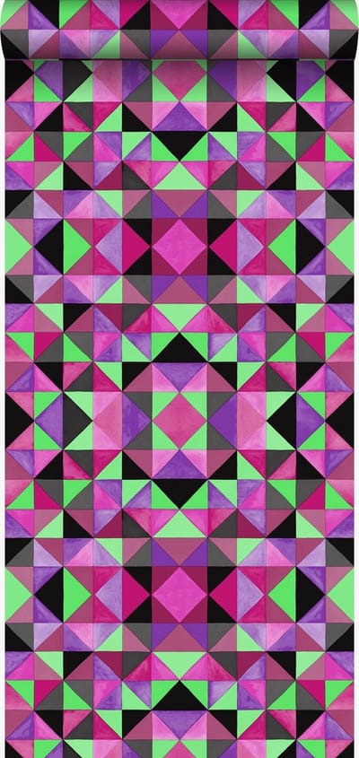 Origin Wallcoverings behang kubisme roze en groen - 53 cm x 10.05 m - 346912