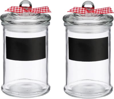 Kruidenpotjes/voorraadpotjes met krijtvlak - 2x stuks - 350 ml - glas