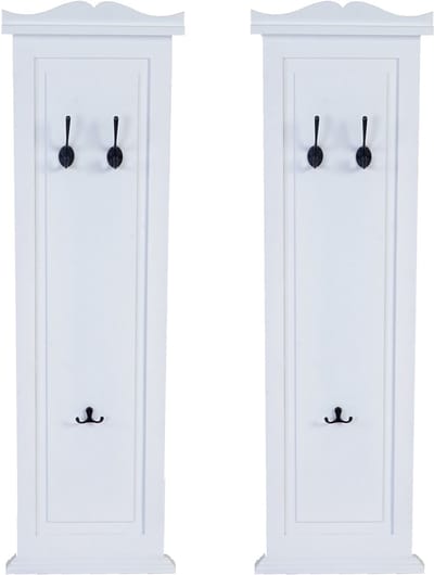 Set van 2 kapstokken T33, wandkapstok, kapstokpaneel, wandhaken hout 109x28x4cm ~ wit gelakt