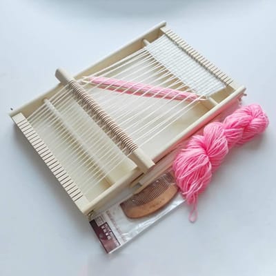 DIY Kinderen Weefgetouw, Compleet Multi Craft Weven Kit, Houten Brei Touw voor Beginners en Creatieve Activiteiten (40 x 25 cm)