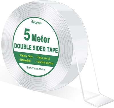 Dailygoods - Bolatus Dubbelzijdig plakband, 5 m, transparant, extra sterk, nano-plakband, dubbelzijdig plakband, verwijderbaar, voor thuis, keuken, auto of multifunctioneel (1 rol)
