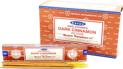 Satya - donkere kaneel - wierook - dark cinnamon - doos 12 pakjes van 15 gram