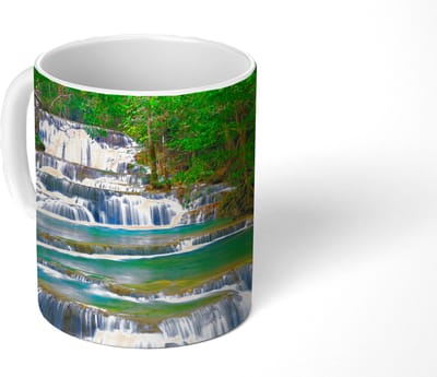 Mok - Koffiemok - Waterval - Bomen - Natuur - Water - Jungle - Mokken - 350 ML - Beker - Koffiemokken - Theemok