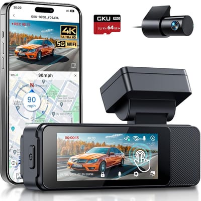 Dashcam Auto - Autocamera Voor Achter - Veilig Rijden - 4K Resolutie Touchscreen - 318 inch Scherm - Zwart