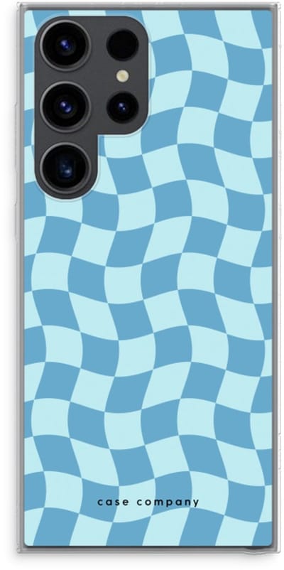 Case Company® - Hoesje geschikt voor Samsung Galaxy S23 Ultra hoesje - Grid Blauw - Soft Cover Telefoonhoesje - Bescherming aan alle Kanten en Schermrand
