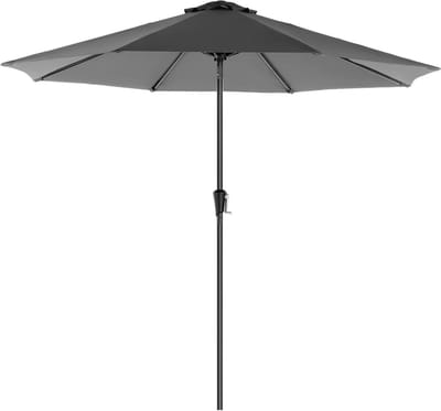 SONGMICS parasol, 3 m diameter, zonwering, achthoekige tuinparasol van polyester, inklapbaar, met zwengel, zonder statief, buiten, voor tuin, balkon en terras, grijs GPU30GYV1