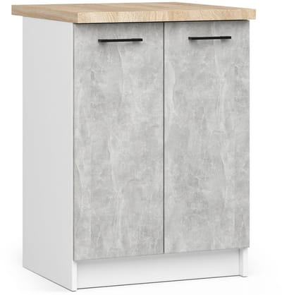 Keukenkast modulaire OLIWIA S60 met Verkblad / Onderkast met 2 Deuren / AKORD Furniture Factory / Wit – Beton Grijs / 60 x 85 x 46 cm