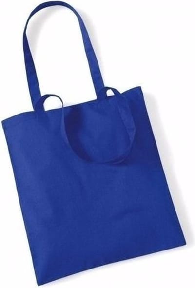 50x Katoenen schoudertasjes kobaltblauw 42 x 38 cm - 10 liter - Shopper/boodschappen tas - Tote bag - Draagtas