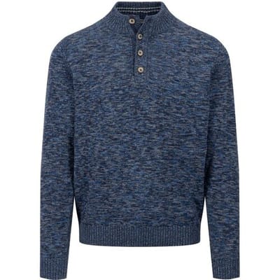 Fynch-Hatton Trui Buttoned Troyer Twisted Mouliné Navy / male