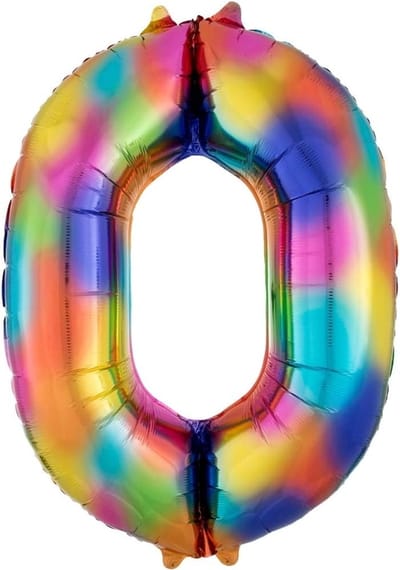 XXL Regenbogen Folienballon Zahl 0 für Geburtstage und Feiern