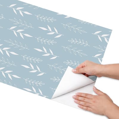 Coloray Meubel Wrap Folie - Blauw Meubelfolie - 50x100 cm - Plakfolie Meubels Bladmotief - Decoratiefolie Zelfklevend - Minimalist Meubelfolie - Meubelfolie Zelfklevend - Badkamer decoratie - Bloemen en planten