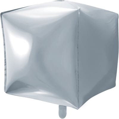 Partydeco - Folieballon kubus Zilver