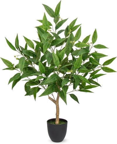 Grote 900 cm kunstmatige eucalyptusboom in zwarte pot - Kunstplant voor binnen en buiten - Nepvloerplant voor huis en kantoordecorators