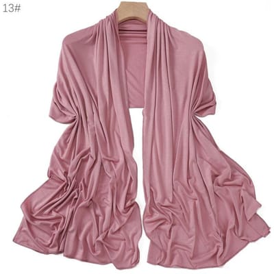 Écharpe Hijab Shawl en Jersey Modal Lisse Scintillant Hiver Élastique Musulman Ramadan Foulard Maxi Wrap Snood Stole Foulards Sjaal 175*55Cm gray