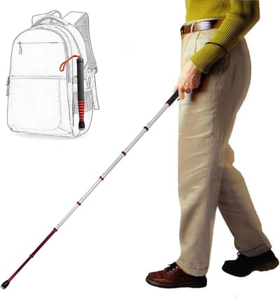 Blindenstok Telescopisch - Wandelstok Opvouwbaar - Veilig Lopen - Titaniumlegering - 138cm - Zilver