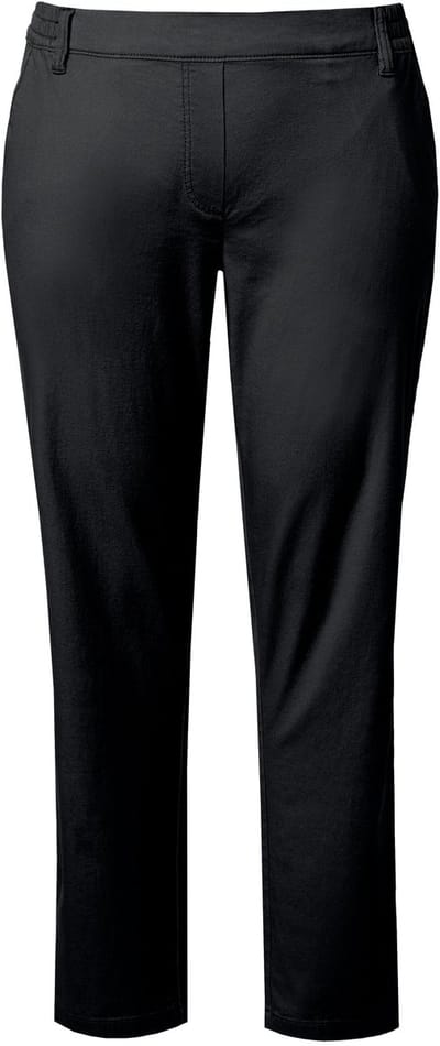 Ulla Popken - Dames - Chino Rena deels elastische tailleband toelopende pijpen - Zwart - Maat 44