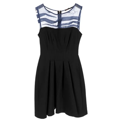 Maje geplooide mouwloze mini-jurk van zwart polyester
