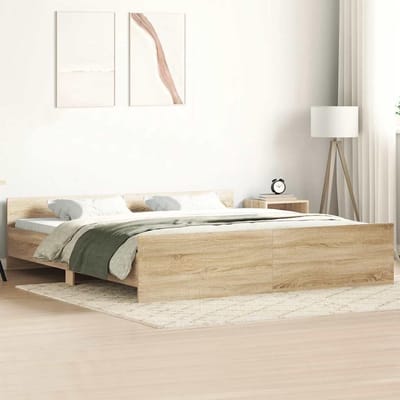 Bedframe met hoofdbord - Slaapkamer meubel - Rustig slapen - Stevig houten frame - 180x200 cm - Sonoma eiken